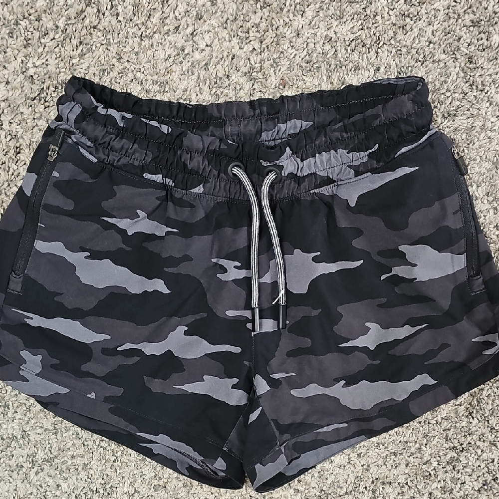 Athleta Black and Gray Camo Athletic Shorts